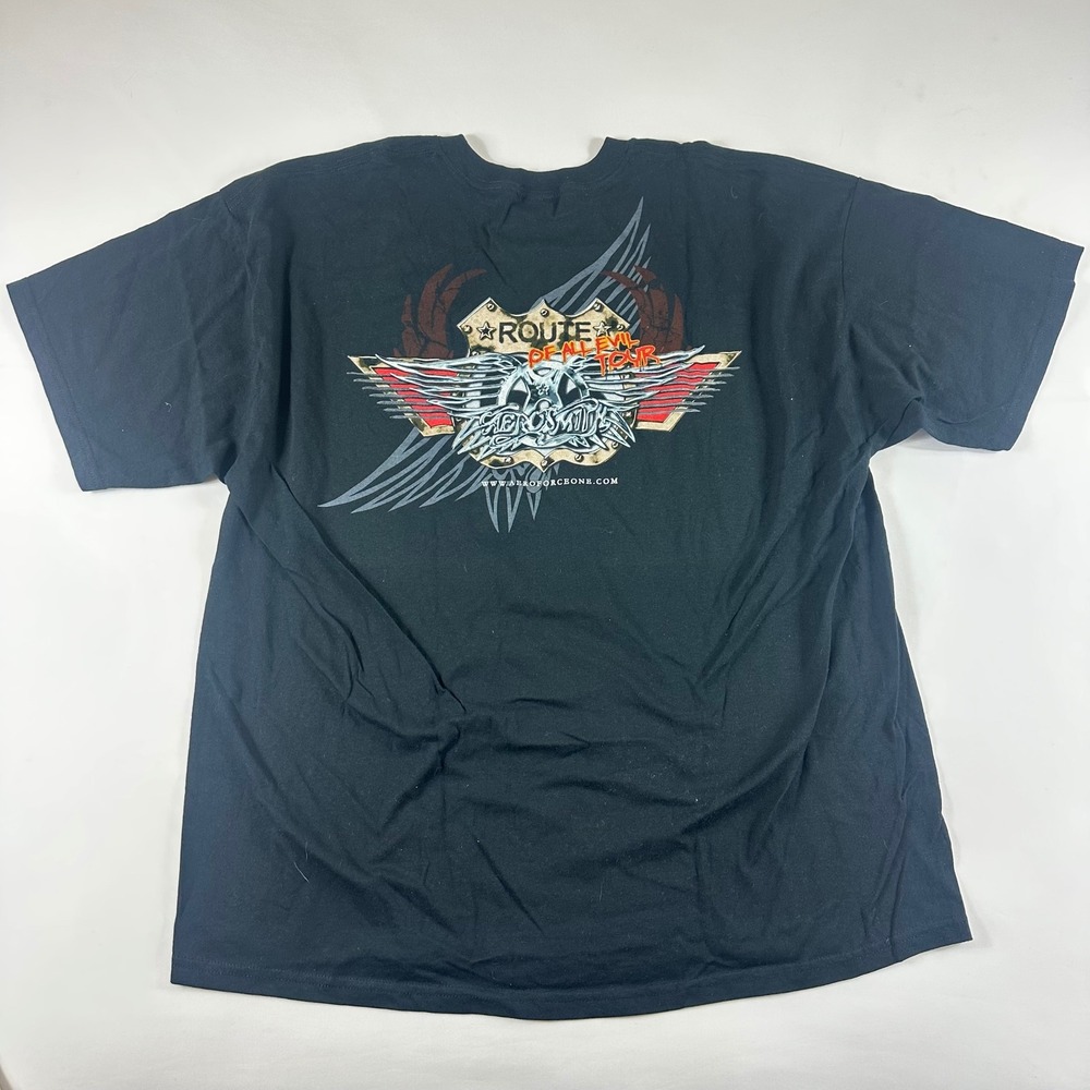 Aerosmith Route of All Evil Tour T Shirt Black‎ Heavy Cotton 2XL Mens - Picture 6 of 7